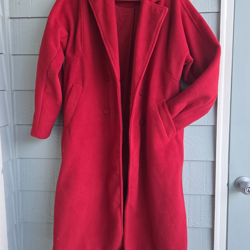 Women's Red Double-Breasted Coat